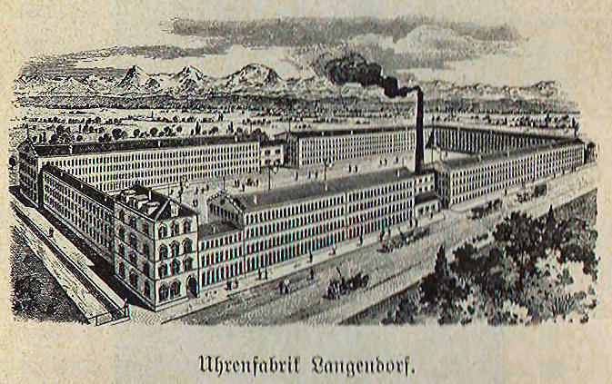 Langendorf Uhrenfabrik - rysunek z końca XIX wieku
